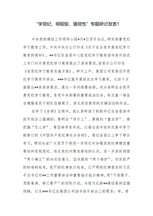 公司国企党员干部2024党纪学习教育“学党纪、明规矩、强党性”专题研讨发言3篇.docx