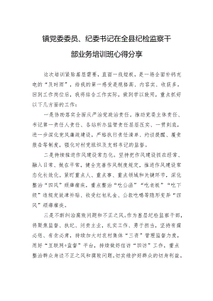镇党委委员、纪委书记在全县纪检监察干部业务培训班心得分享.docx