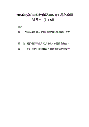 2024年党纪学习教育纪律教育心得体会研讨发言(18篇合集).docx