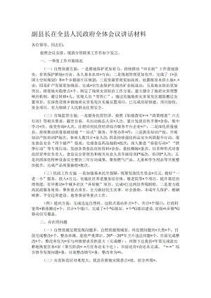 副县长在全县人民政府全体会议讲话材料.docx