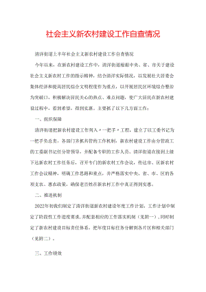 社会主义新农村建设工作自查情况.docx