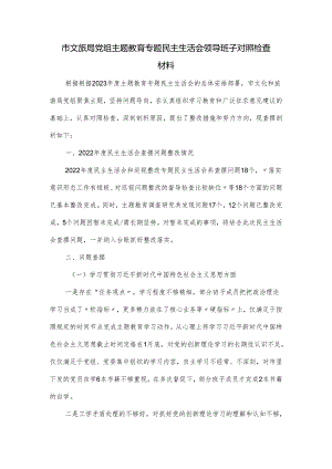 市文旅局党组主题教育专题民主生活会领导班子对照检查材料.docx