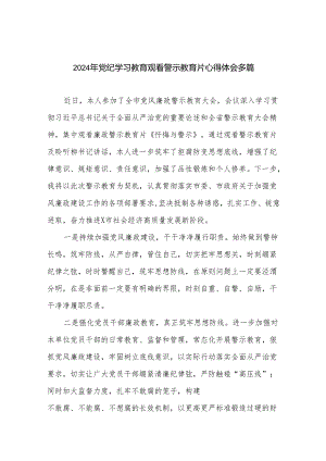 2024年党纪学习教育观看警示教育片心得体会多篇.docx