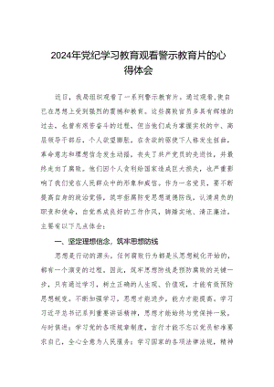 卫生院2024党纪学习教育观看警示教育片的学习心得体会7篇.docx