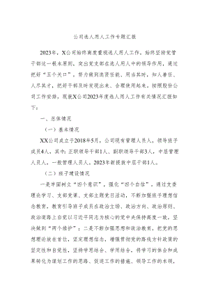 公司选人用人工作专题汇报.docx