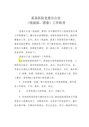 某某医院党委办公室（统战部、团委）工作职责.docx