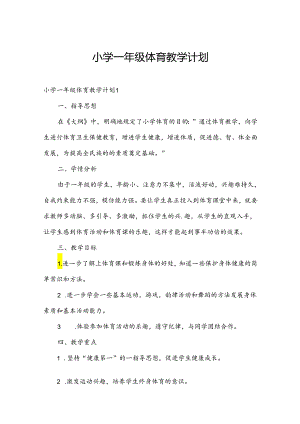 小学一年级体育教学计划.docx
