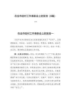 在全市驻村工作表彰会上的发言（6篇）.docx