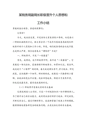 某税务局副局长职级晋升个人思想和工作小结.docx