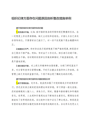 党纪学习教育民主（组织）生活会-组织纪律方面存在问题原因剖析整改措施举例.docx