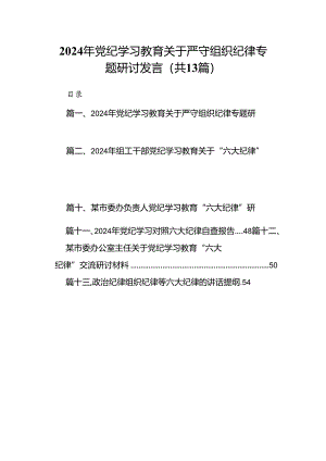 2024年党纪学习教育关于严守组织纪律专题研讨发言13篇供参考.docx