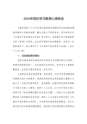 2024年党纪学习教育六项纪律研讨发言学习体会17篇.docx