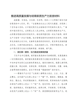 推进高质量发展与培育新质生产力发言材料.docx
