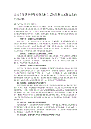 迎接省厅领导督导检查农村生活垃圾整治工作会上的汇报材料.docx