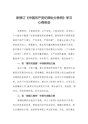 2024新修订中国共产党纪律处分条例六项纪律心得体会交流发言(六篇).docx