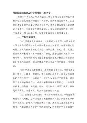 局党组纪检监察工作专题报告（2579字）.docx