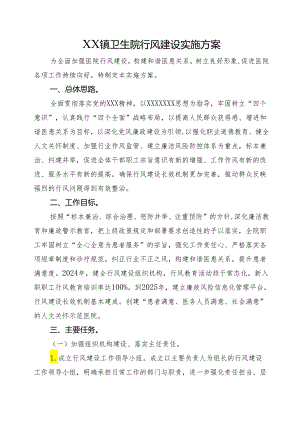 XX镇卫生院行风建设实施方案.docx