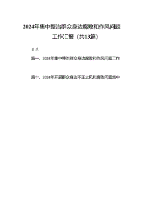 2024年集中整治群众身边腐败和作风问题工作汇报13篇供参考.docx