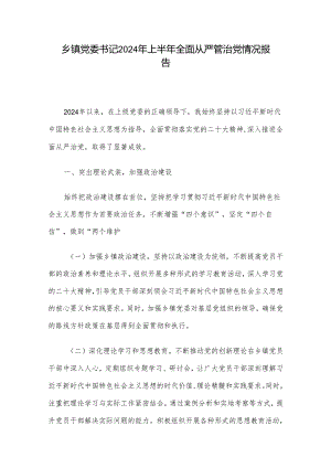 乡镇党委书记2024年上半年全面从严管治党情况报告.docx
