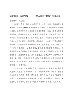 （坚定信念砥砺前行）2024年5月新任领导干部任职表态发言（两篇）.docx