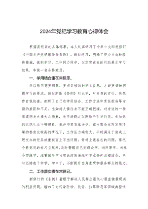 2024年党纪教育活动学习体会发言稿十四篇.docx