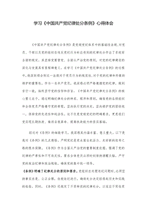 学习《中国共产党纪律处分条例》心得体会.docx