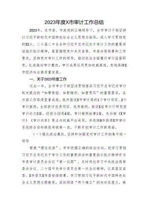 2023年度X市审计工作总结.docx