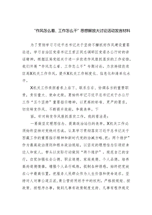 “作风怎么看、工作怎么干”思想解放大讨论活动发言材料5篇供参考.docx