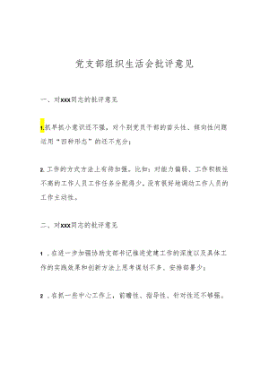 党支部组织生活会批评意见.docx