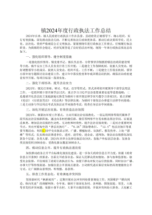 镇2024年度行政执法工作总结.docx