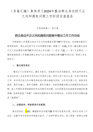 （多篇汇编）集体学习2024年整治群众身边的不正之风和腐败问题工作阶段自查报告.docx