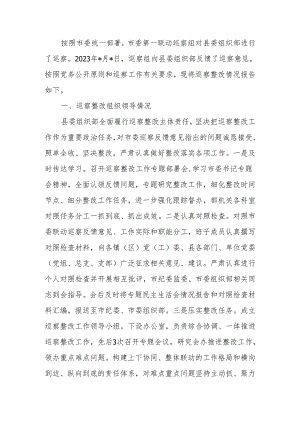 县委组织部关于市委巡察整改进展情况的报告.docx