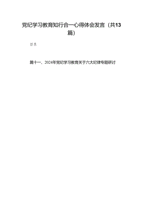 2024党纪学习教育心得体会研讨发言精选13篇供参考.docx