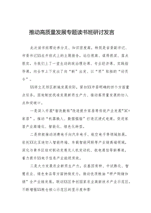 围绕推动高质量发展专题读书班研讨发言十五篇.docx