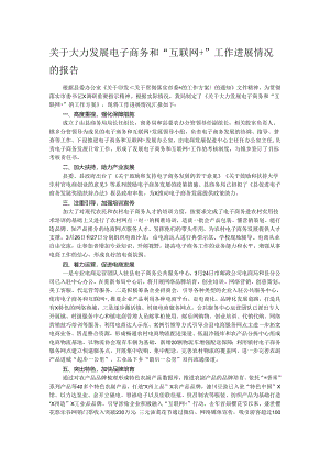 关于大力发展电子商务和“互联网+”工作进展情况的报告.docx