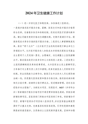 2024年卫生健康工作计划.docx