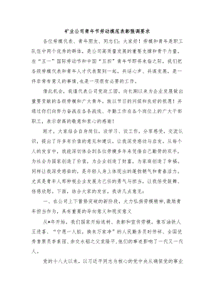 矿业公司青年节劳动模范表彰强调要求.docx
