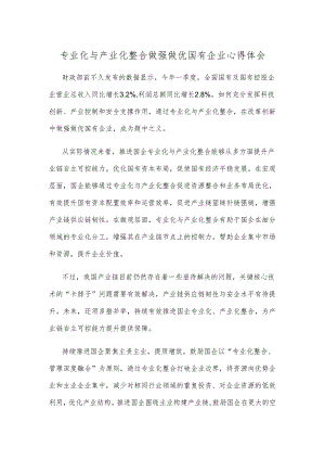专业化与产业化整合做强做优国有企业心得体会.docx
