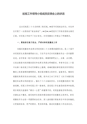 巡视工作领导小组成员反馈会上的讲话.docx