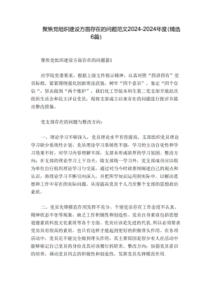聚焦党组织建设方面存在的问题范文2024-2024年度(精选6篇).docx