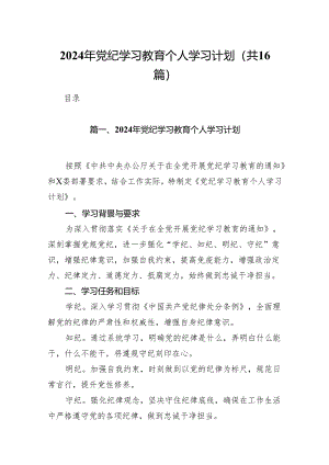 2024年党纪学习教育个人学习计划16篇（精选版）.docx