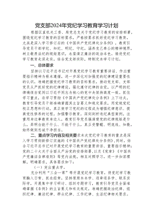 党支部2024年党纪学习教育学习计划要点（按月）.docx