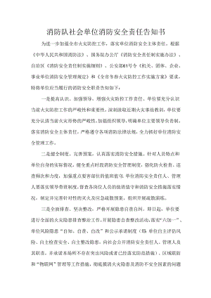 消防队社会单位消防安全责任告知书.docx