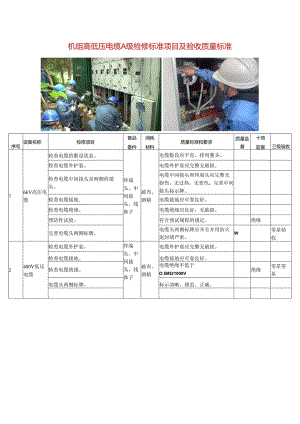 机组高低压电缆A级检修标准项目及验收质量标准.docx