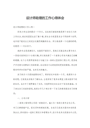 设计师助理的工作心得体会.docx