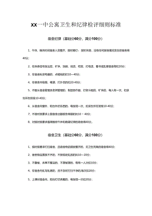 XX一中公寓卫生和纪律检评细则标准.docx