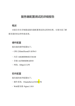 服务器配置调试的详细报告.docx