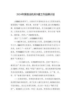 2024年某政法机关党建工作品牌计划.docx
