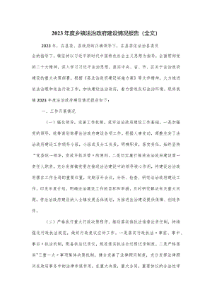 2023年度乡镇法治政府建设情况报告.docx