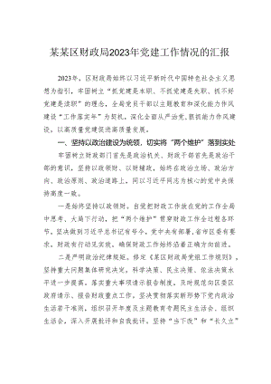 某某区财政局2023年党建工作情况的汇报.docx